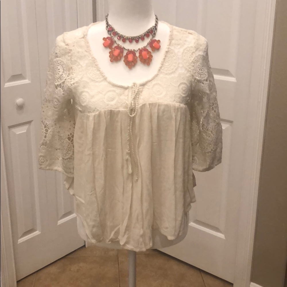 American Eagle Boho beige top